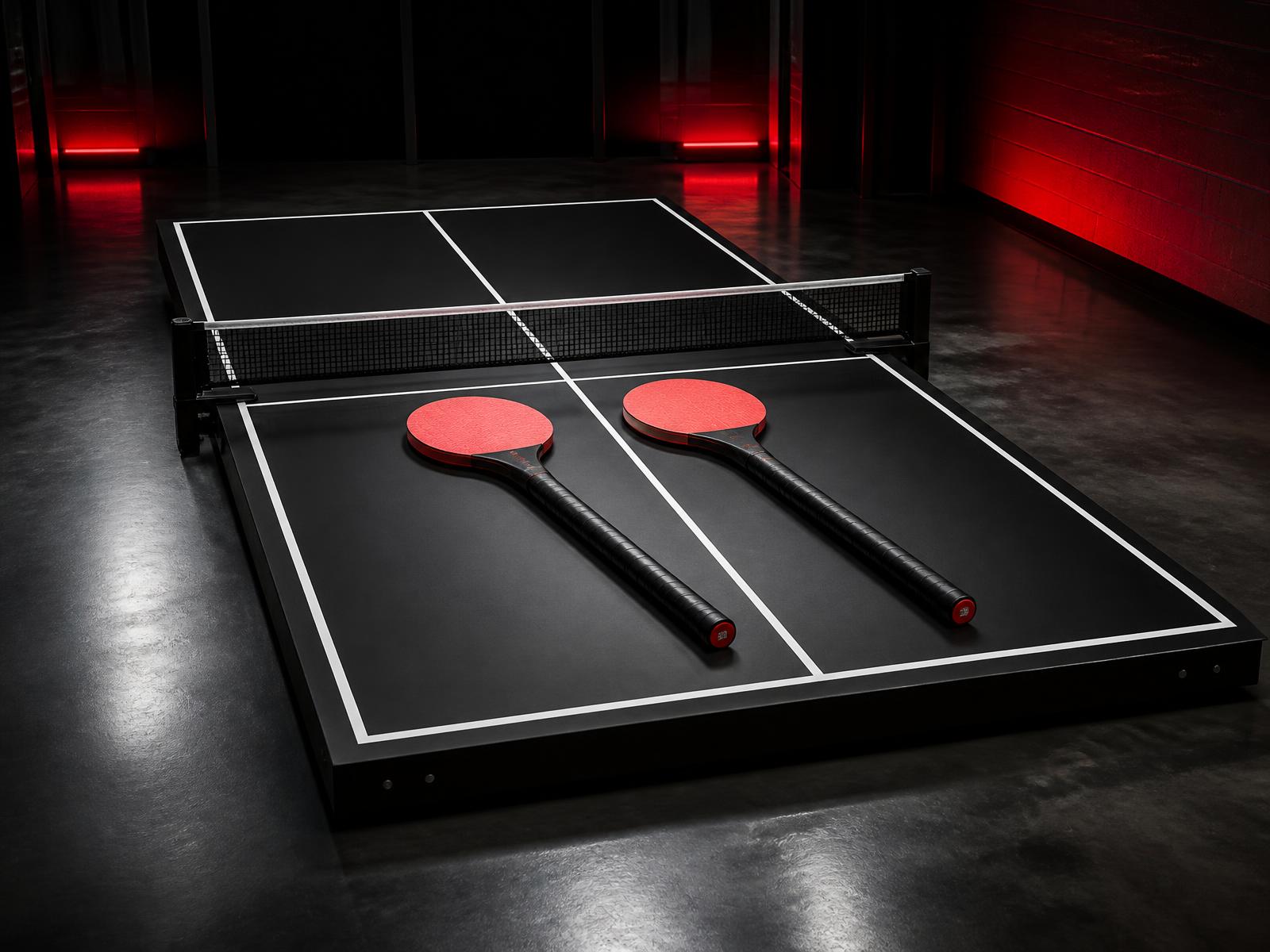 Two athletes battling in a game of Stick Pong