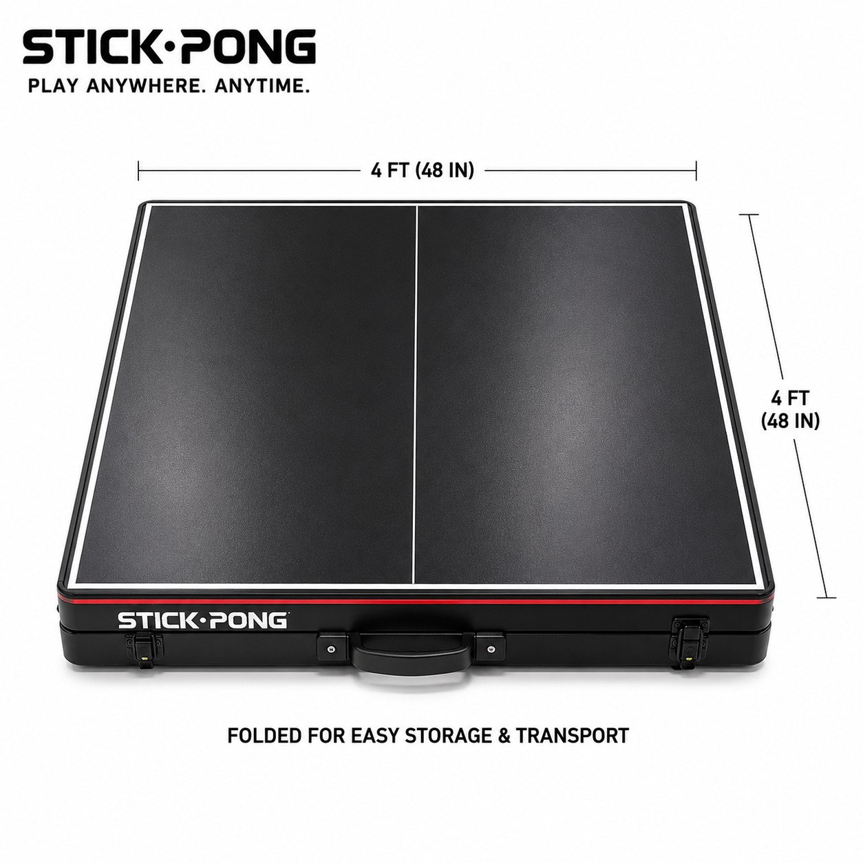 Stick Pong board folded for easy storage and transport